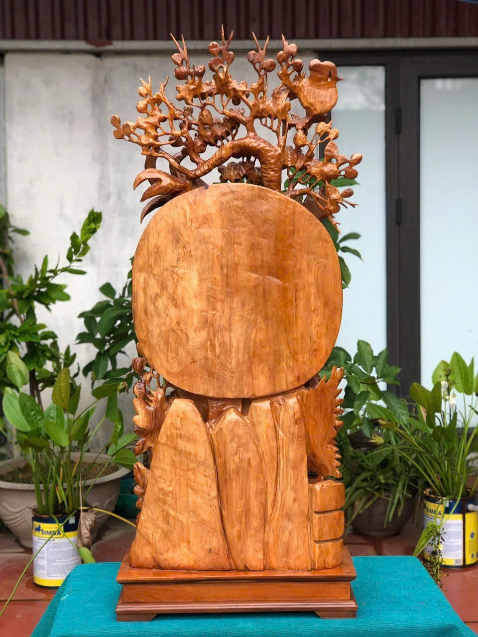 Gia Đình Gà Gỗ Phù Dung Ngọc Am - Cao Cấp Cao 112cm