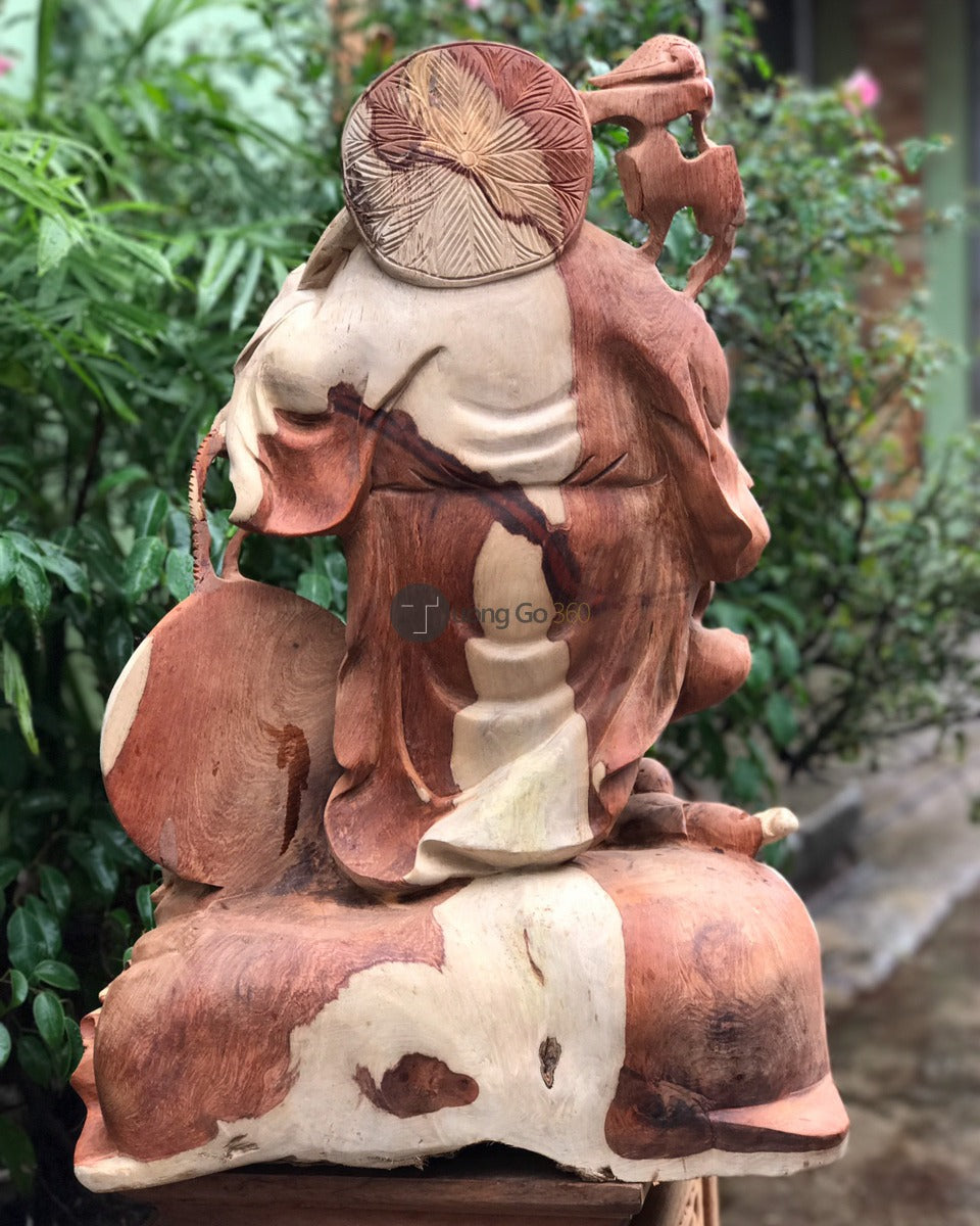 Di Lặc Nhị Phúc Đứng Bao Tiền Gỗ Hương Gia Lai