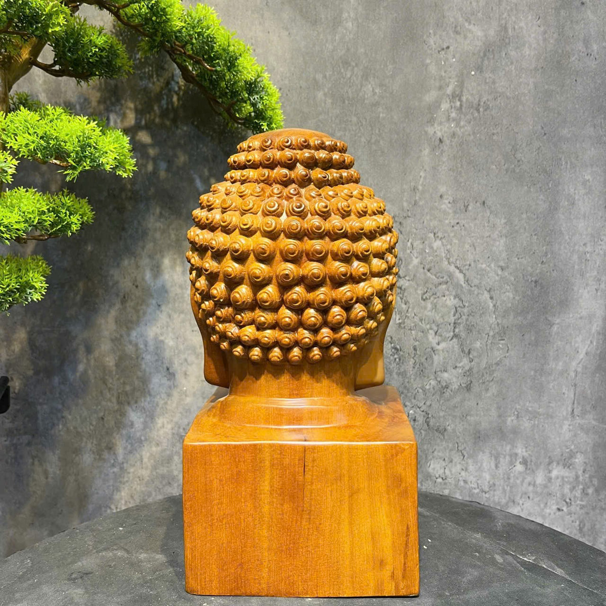 Tượng Diện Phật Bách Xanh Khắc Chữ Nhẫn - Kích Thước 30x15cm