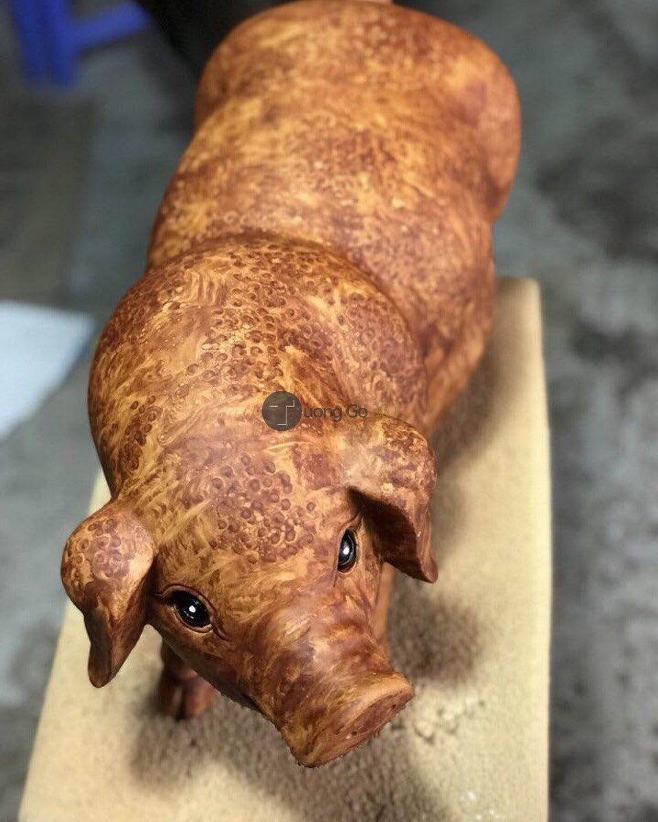 Cặp Tượng Linh Vật Con Heo - Lợn Gỗ Phong Thủy