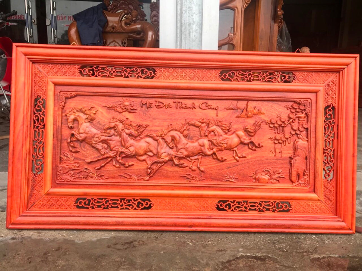 Tranh Bát Mã Đáo Thành Công Hương Đỏ