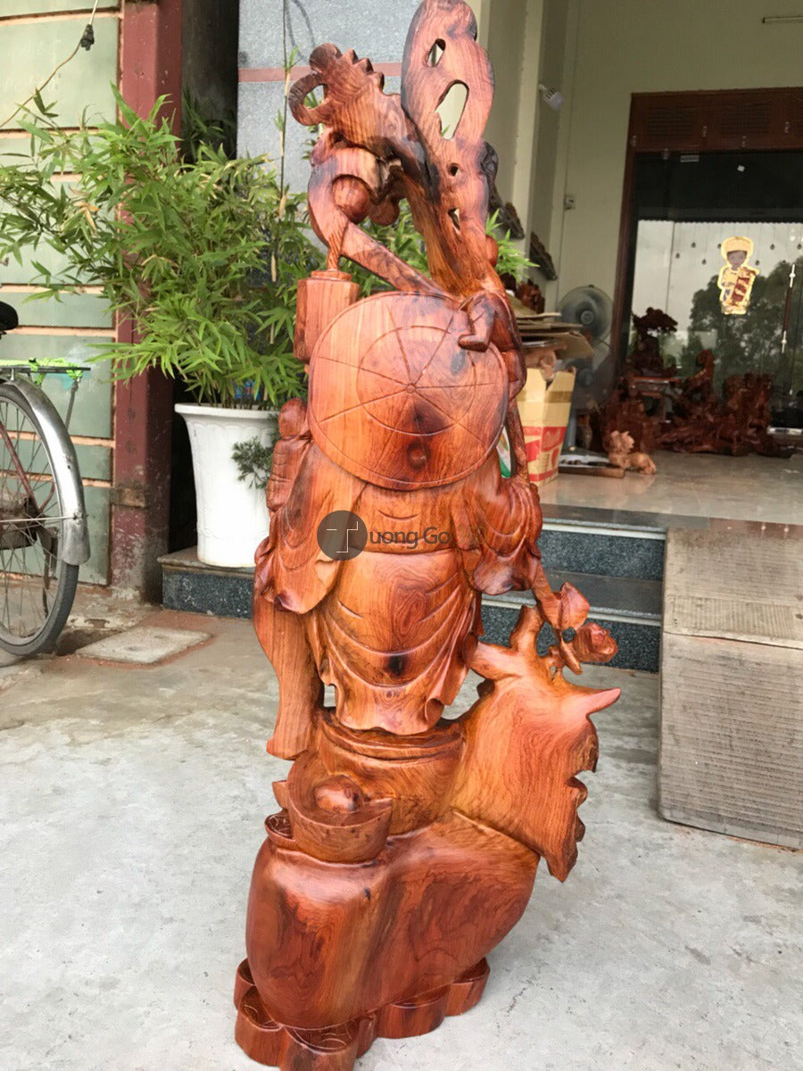 Di Lặc Nhị Phúc Đứng Bao Tiền Gỗ Hương Gia Lai