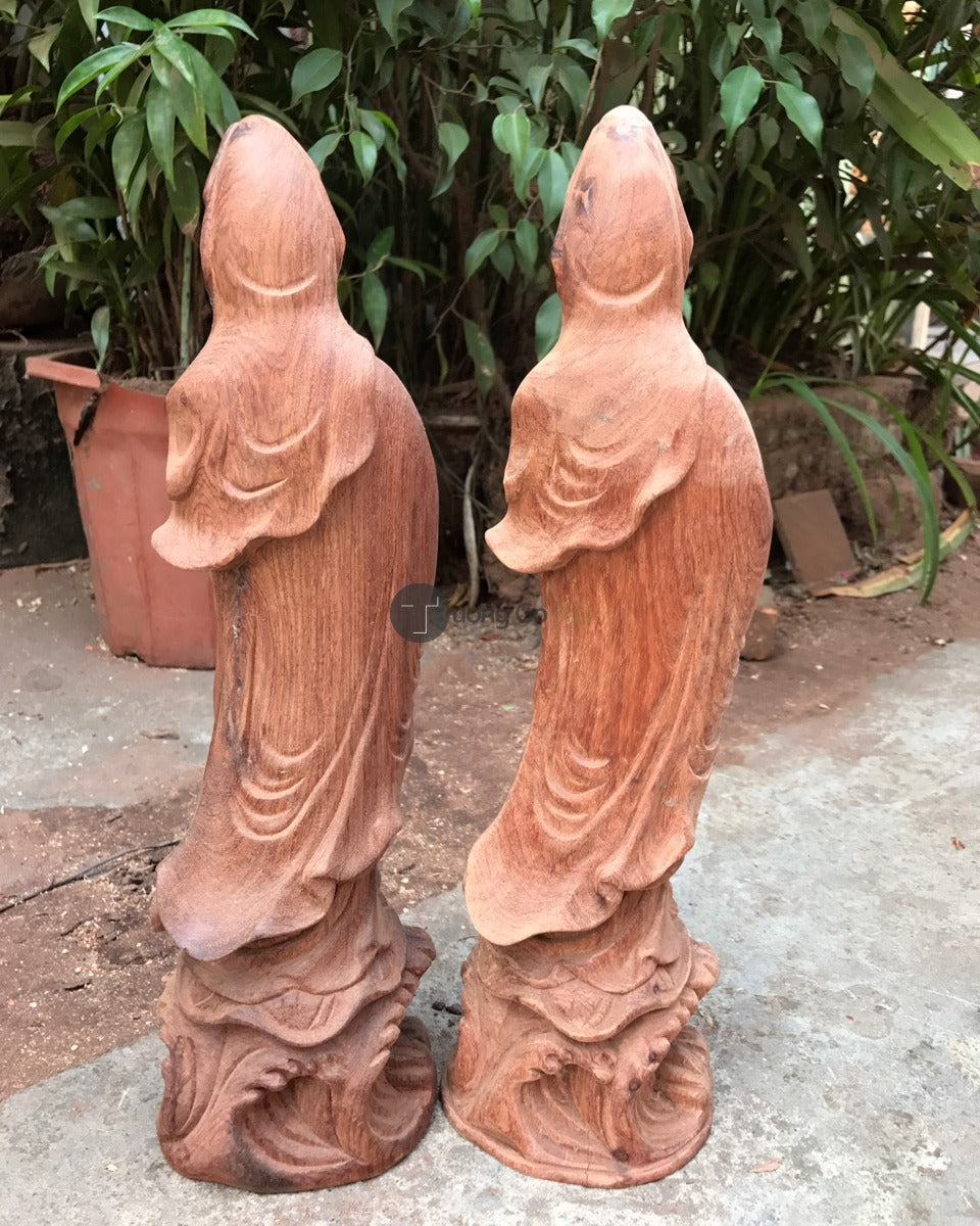 Tượng Gỗ Quan Âm Đứng Cao 40