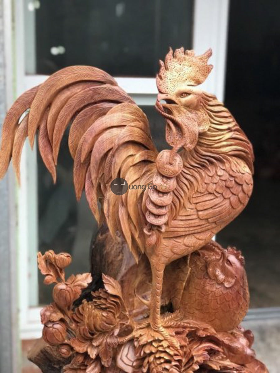 Tượng Gà Trống Phong Thủy - Ngậm Tiền
