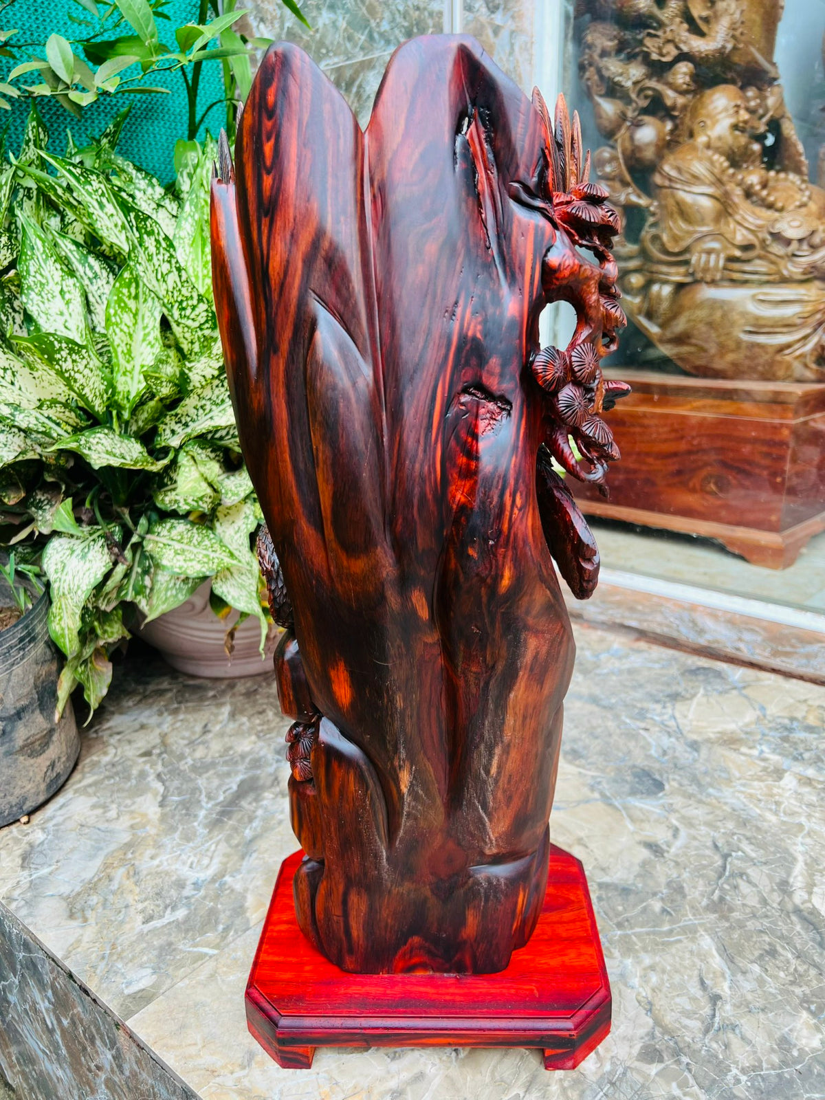Tượng Đại Bàng Săn Mồi Gỗ Trắc Ta Đỏ Đen Cao 57cm