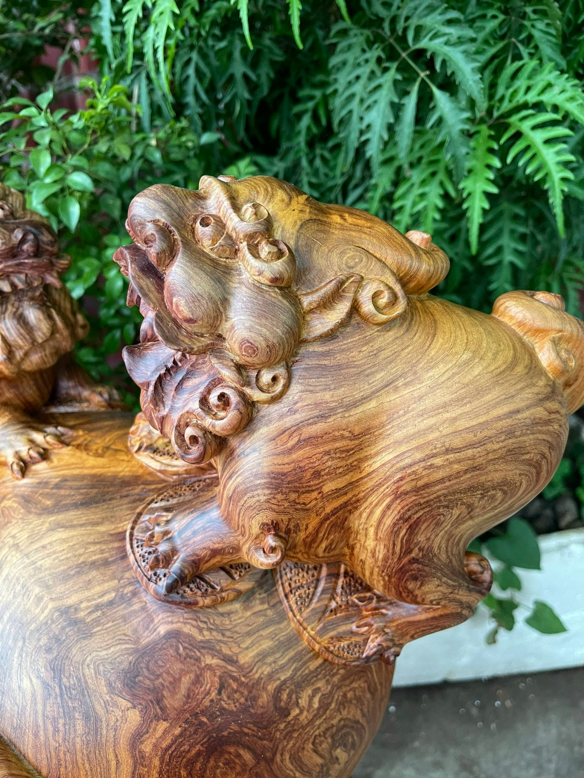 Tượng Gỗ Nghê Tài Lộc Hương Ta Liền Khối Cao 41cm