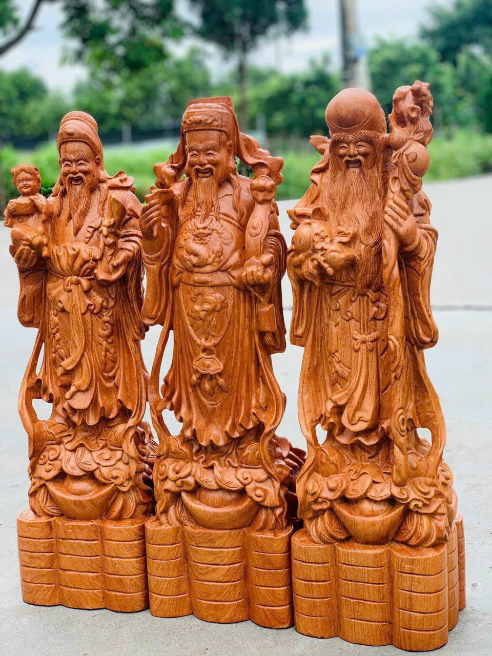 Tượng Tam Đa Phúc Lộc ThọGỗ Phong Thủy Cao 60