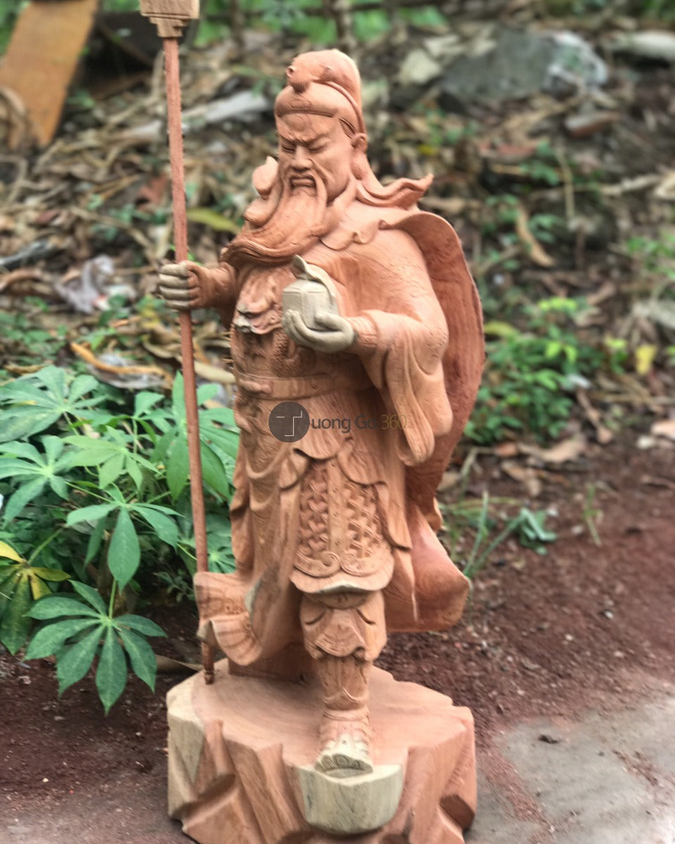 Tượng Quan Công Chống Đao Gỗ Hương