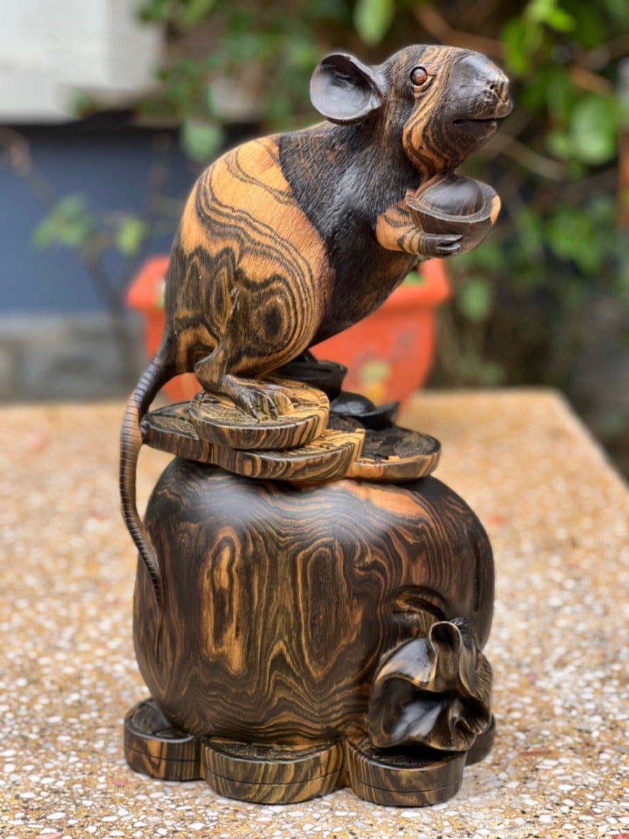 Tượng Cụ Tí Tài Lộc - Gỗ Mun Hoa Liền Khối Tuyệt Đẹp