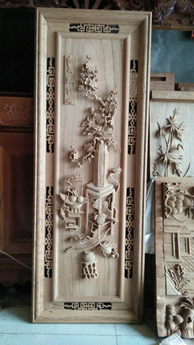 Tranh Gỗ Tứ Bình Cổ - Dày 4.5