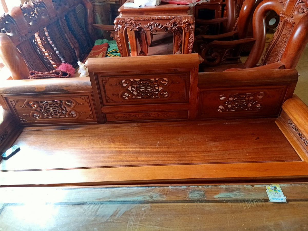 Bộ Bàn Trường Kỷ Tam Cấp Gỗ Gụ Lào