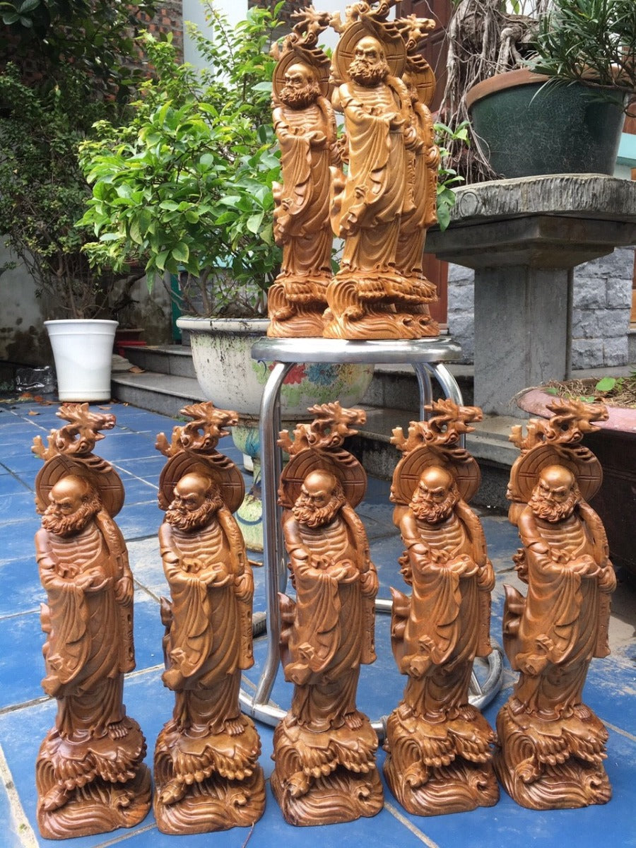 Tượng Đạt Ma Sư Tổ Cao 40cm Gỗ Bách Xanh