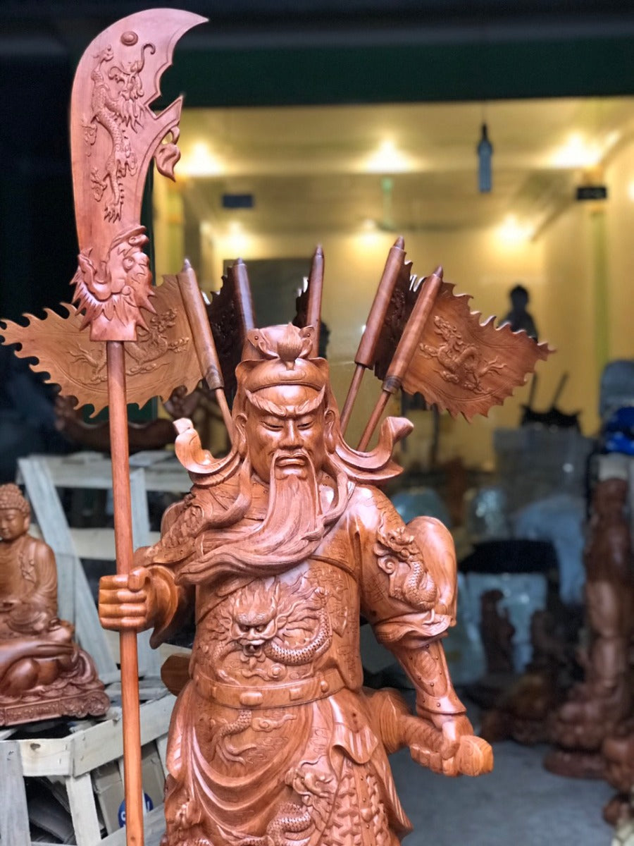Quan Công Chống Đao Gỗ Hương Cao 120