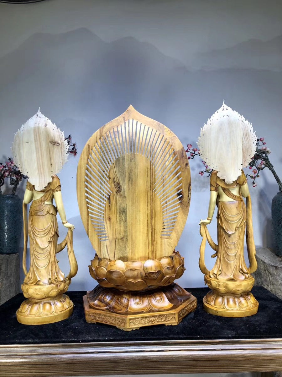 Tượng Tây Phương Tam Thánh Phật Gỗ Long Não