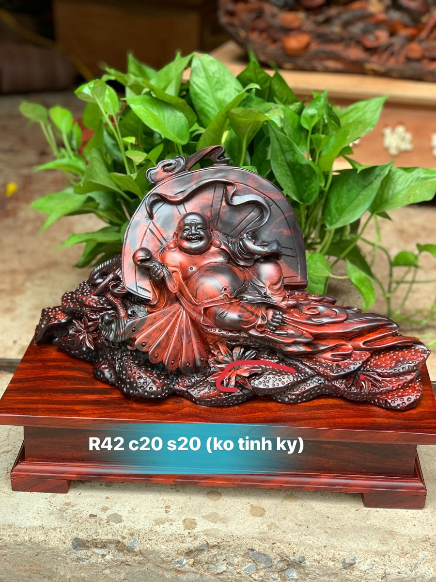 Tượng Di Lặc Ngồi Trắc Đỏ Đen