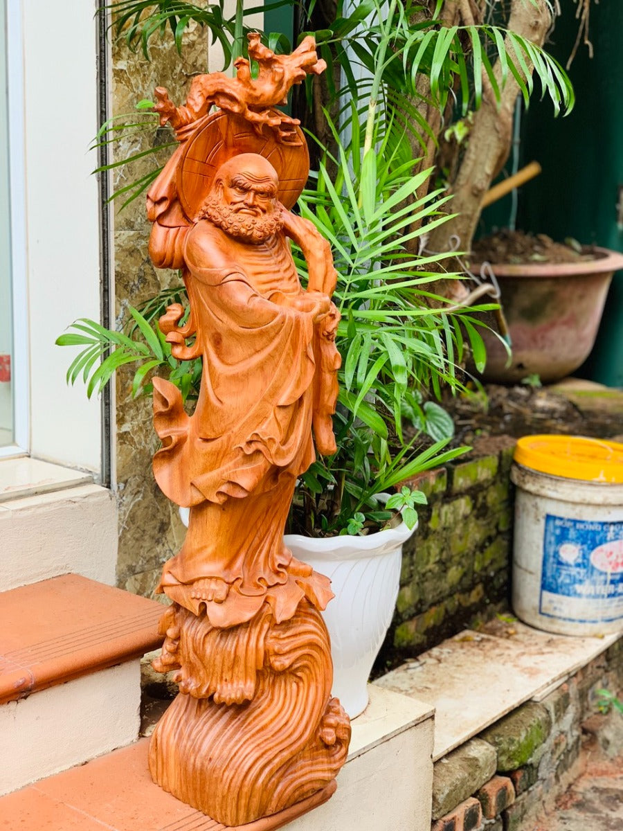 Tượng Gỗ Sư Tổ - Đạt Ma Quá Hải Cao 1m50
