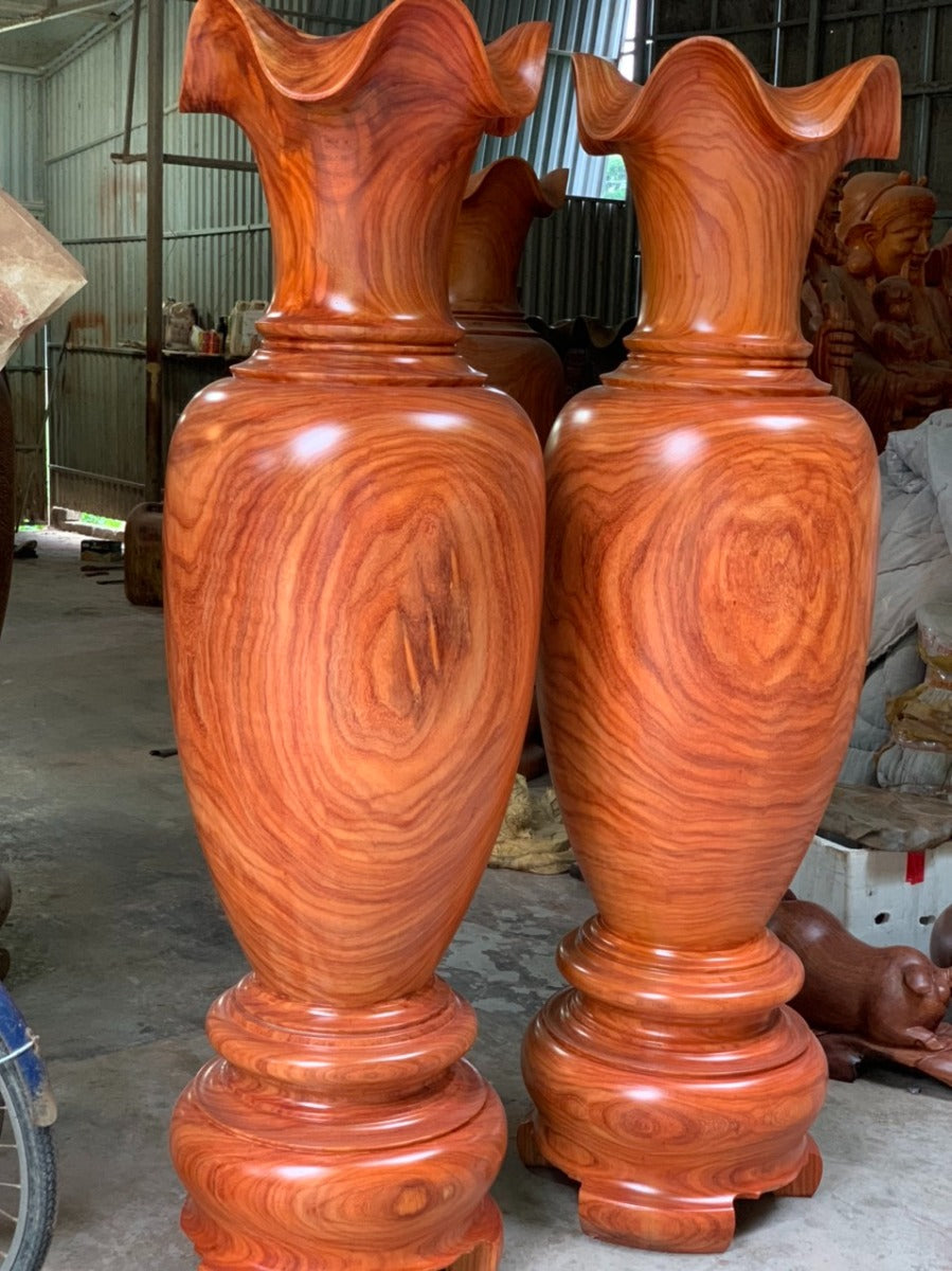 Cặp Lục Bình Gỗ Hương Đỏ Nam Phi Cao 170 cm