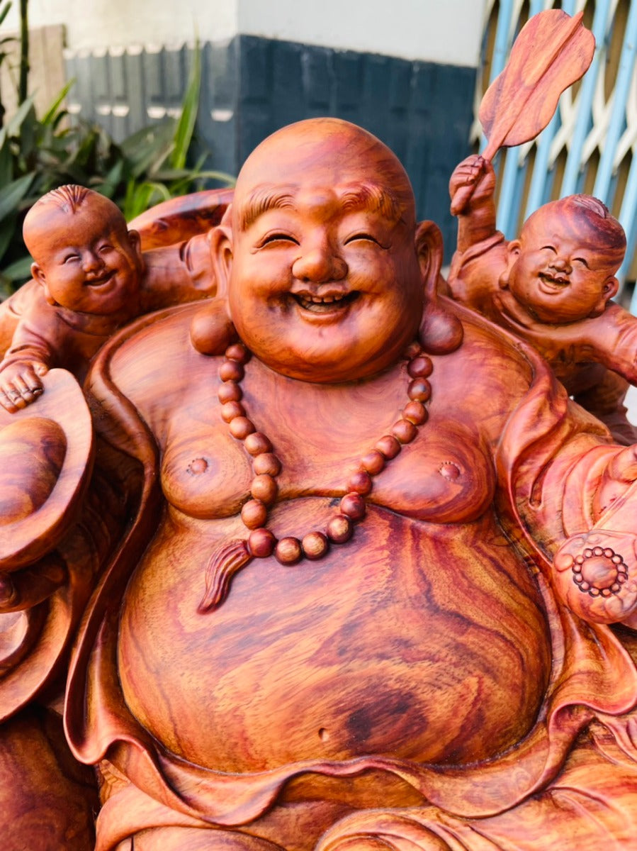 Di Lạc Ngũ Phúc Toạ Bao Tiền Gỗ Sưa Bắc