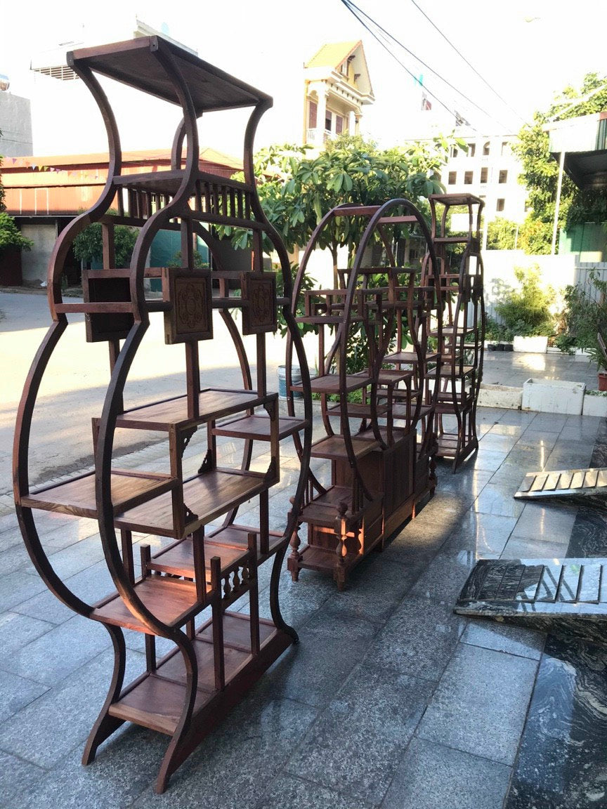 Kệ Tủ 5 Tầng Dáng Bầu Kiểu Cổ Cao Cấp - Gỗ Cẩm Lai