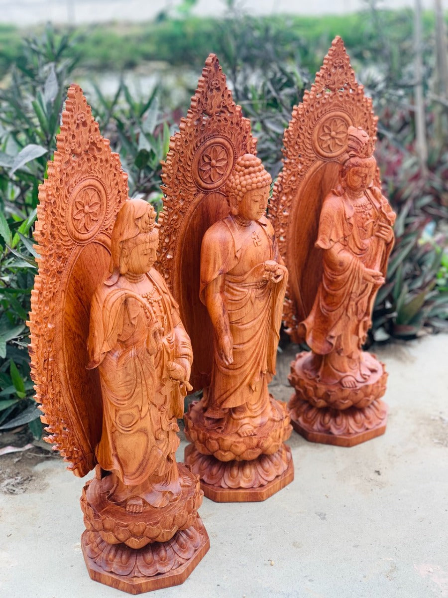 Bộ Tam Thánh Cao 50 Có Lá Đề Đứng Đài Sen