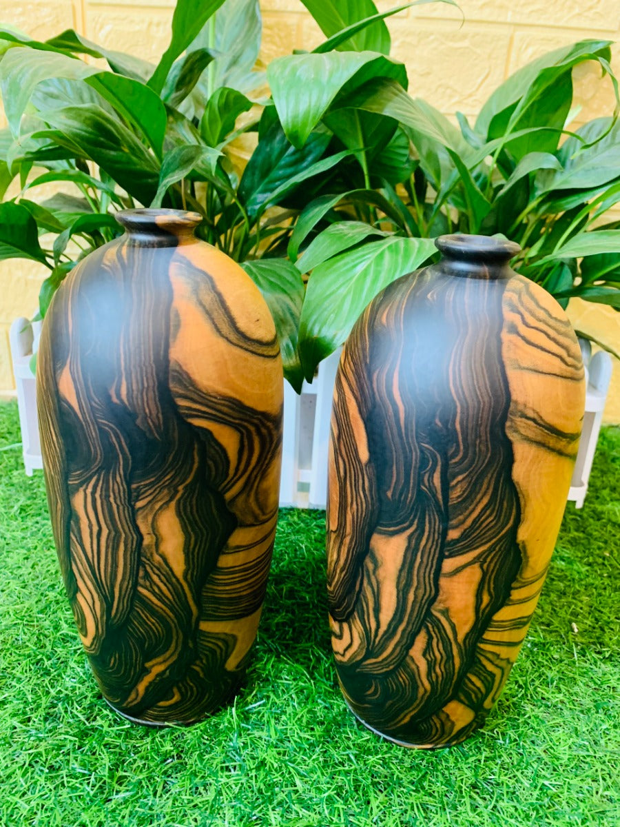Cặp Bình Phú Quý Mun Hoa Cao 26cm