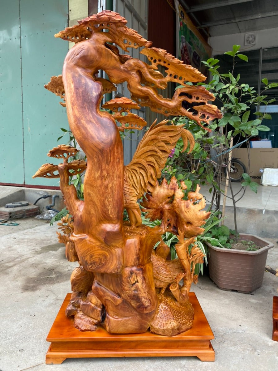 Tượng Linh Vật Gia Đình Gà Bốn Mùa Sung Túc