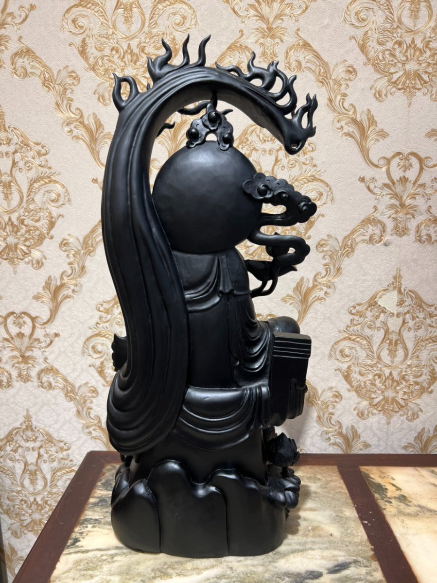 Tượng Phật Bà Quan Âm Tự Tại - Gỗ Mun Đen Quý Hiếm