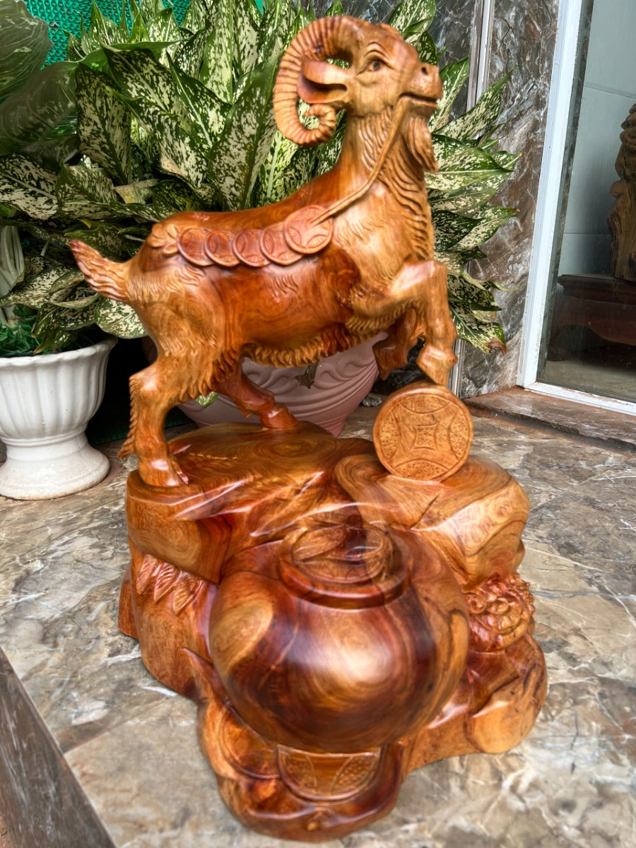 Tượng Dê Nhất Dương Phong Thủy - Gỗ Hương Ta
