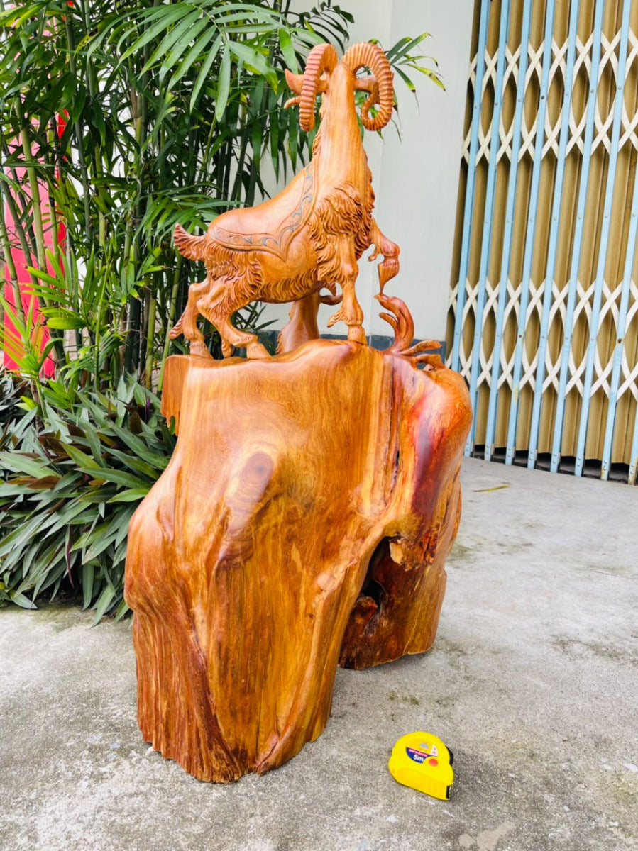 Tượng Tam Dương Khai Thái - Gỗ Hương Ta Liền Khối Cao 80cm
