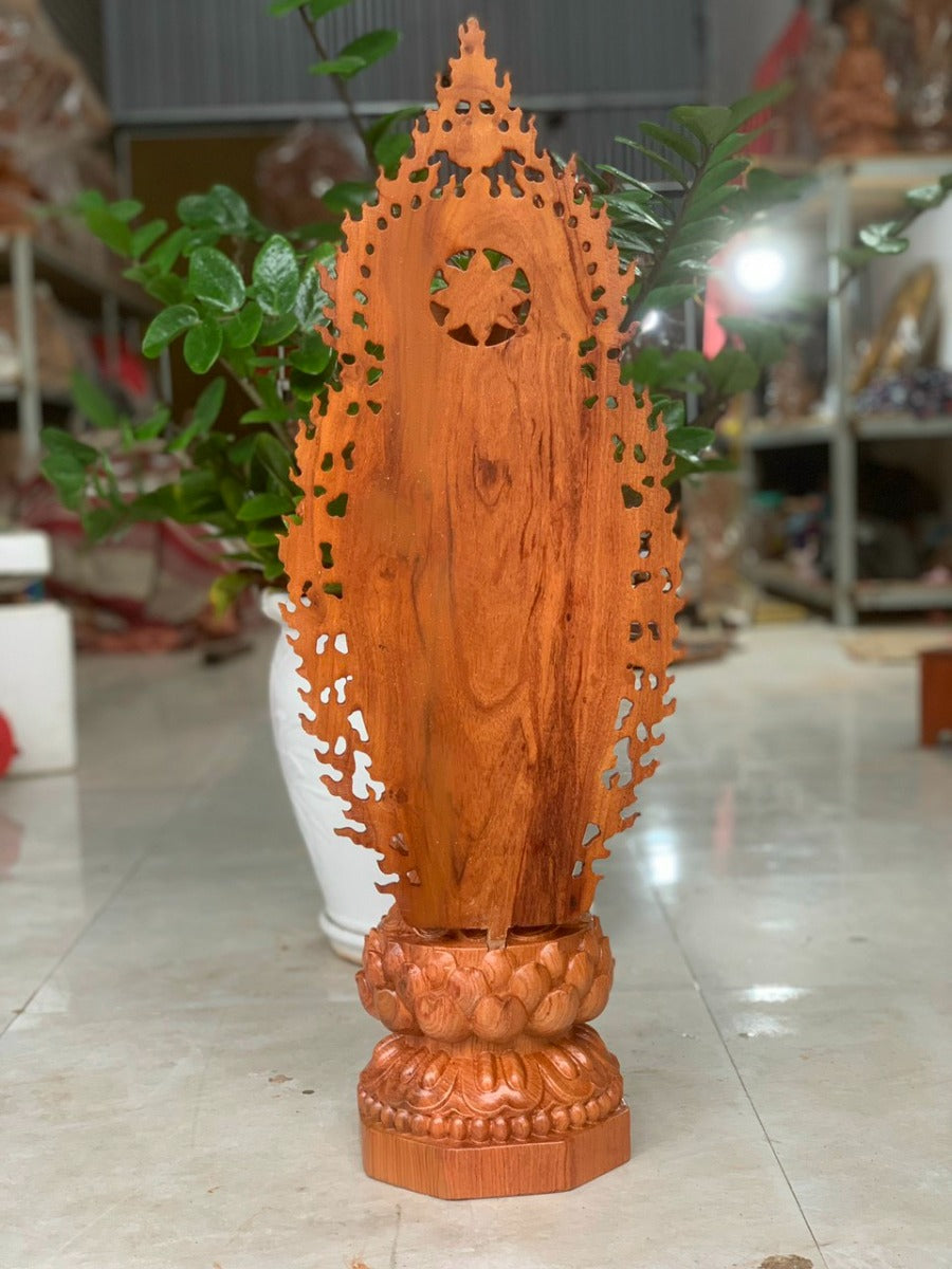 Tượng Phật Địa Tạng Vương Bồ Tát Đứng Trên Đài Sen - Gỗ Hương