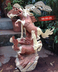 Tượng Song Mã Uyên Ương Gỗ Hương Ta