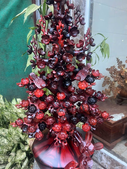 Hàng Thủ Công Kỹ Nghệ - Bình Hoa Mai Gỗ Trắc Ta đỏ đen