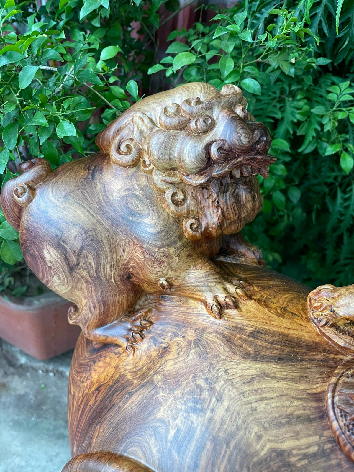 Tượng Gỗ Nghê Tài Lộc Hương Ta Liền Khối Cao 41cm