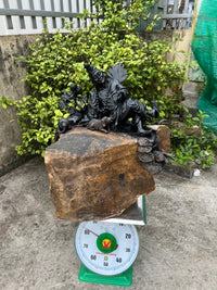 Tượng Phật Tế Công ôm đá Gỗ Mun Sừng Cao 56cm