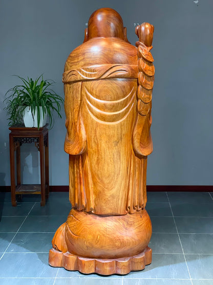 Tượng Di Lặc Chúc Phúc Gỗ Hương Đỏ 1m6 Hàng Đục Thủ Công Cao Cấp