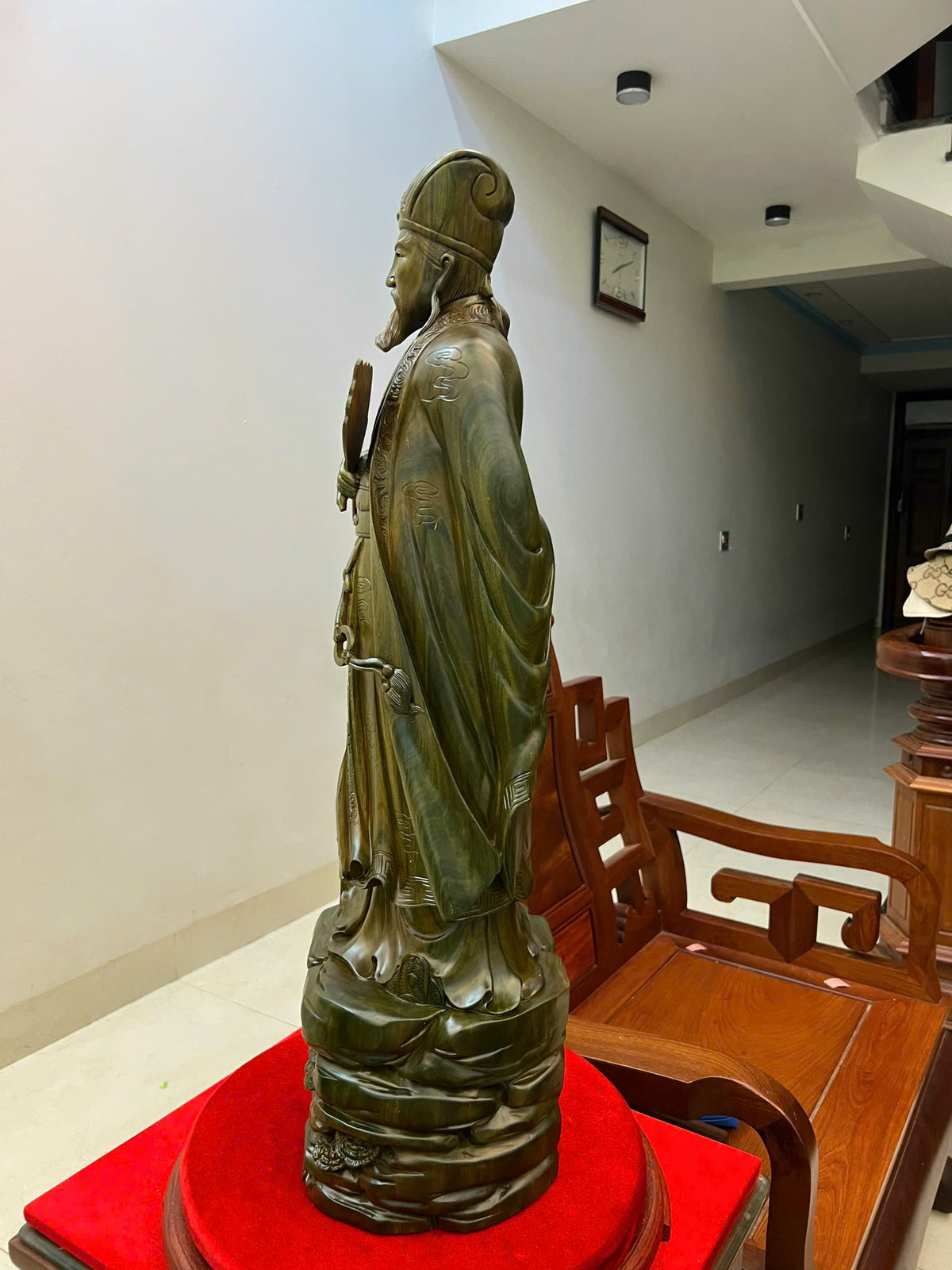 Tượng Khổng Minh Gỗ Trắc Xanh - Cao 80cm