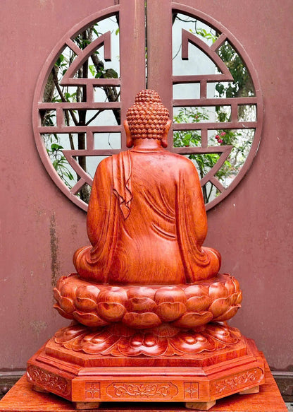 Tượng Phật Thích Ca Mâu Ni  Toạ Đài Sen Gỗ Hương Cao 80cm