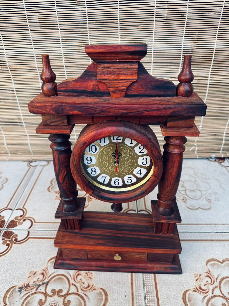 Đồng Hồ Để Bàn Gỗ Trắc Tự Nhiên Cao Cấp