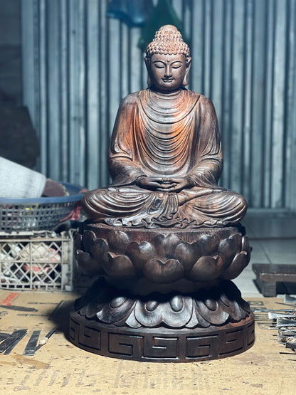 Tượng Phật Thích Ca Mâu Ni - Gỗ Trắc Đen ĐỏCao 57cm