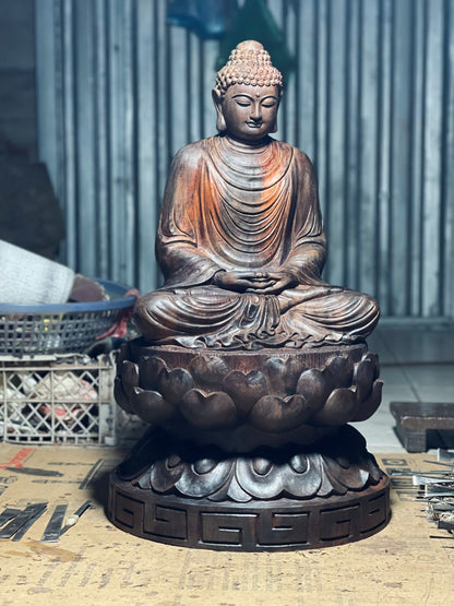 Tượng Phật Thích Ca Mâu Ni - Gỗ Trắc Đen ĐỏCao 57cm