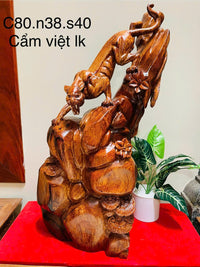 Tượng Con Báo Săn Mồi Gỗ Cẩm Lai Cao 80