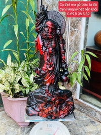 Cụ Đạt Ma Đứng Gỗ Trắc Đỏ Đen Ngang Khối Cao 69cm