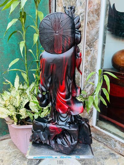 Cụ Đạt Ma Đứng Gỗ Trắc Đỏ Đen Ngang Khối Cao 69cm