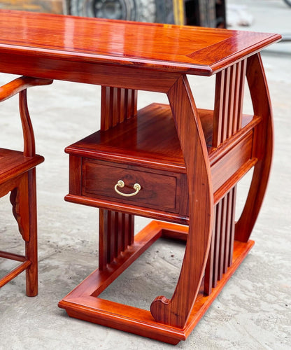 Bộ Bàn Gỗ Làm Việc Giám Đốc Thiết Kế Đơn Giản- Gỗ Hương đỏ Cao Cấp Ngang 167cm