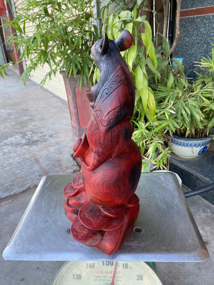 Tượng Linh Vật Chuột Tài Lộc Gỗ Trắc - Cao 43cm
