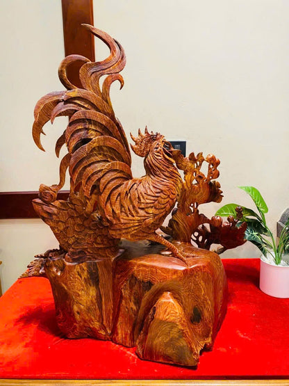 Tượng gia đình Gà Gỗ Cẩm Lai cao 78cm