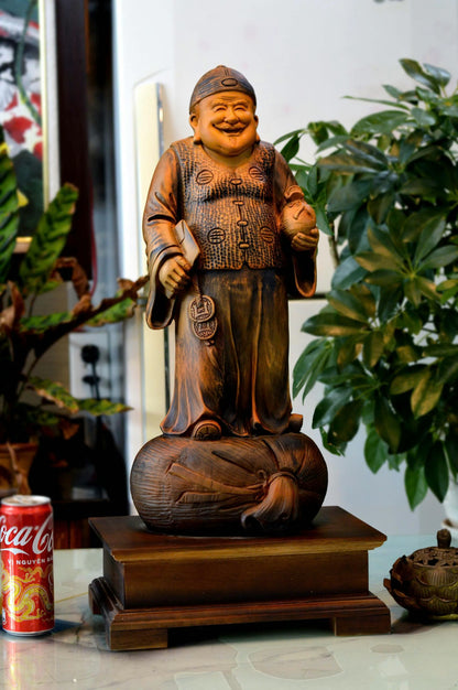Tượng  Thương Gia Siêu Thần Thái Gỗ Bách Xanh 62cm
