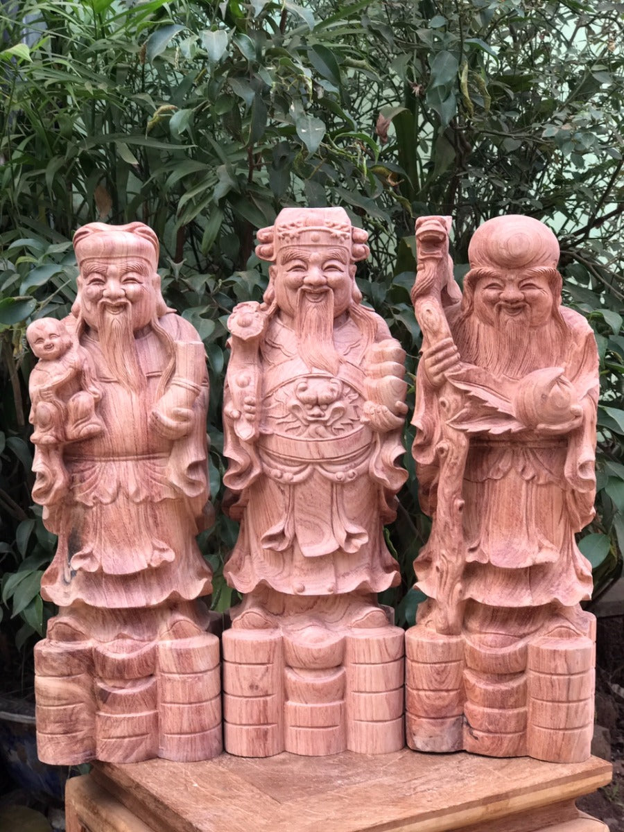 Tam Đa Phúc Lộc Thọ Gỗ Hương Đá