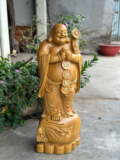 Tượng Phật Di Lặc Chúc Phúc Gỗ Cẩm Vàng  Cao 110cm
