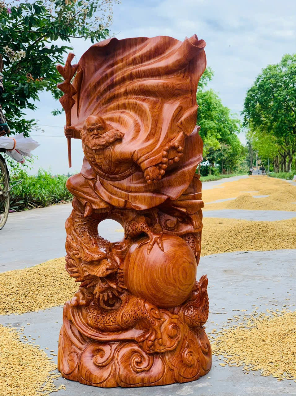 Tượng Đạt Ma Gỗ Hương Đá Hàng Long Cao 70cm